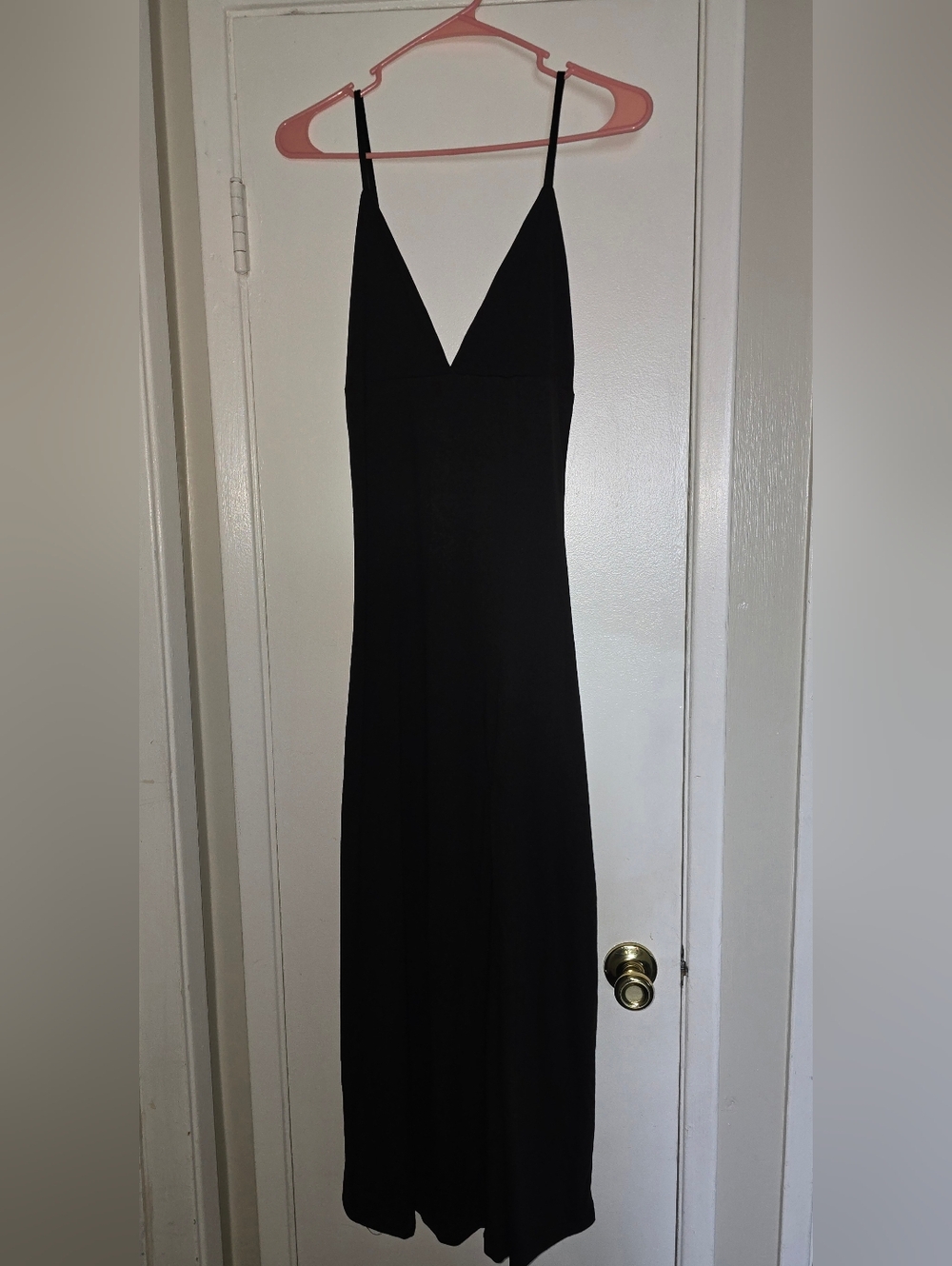 Classic Black Slip Dress with V-Neck